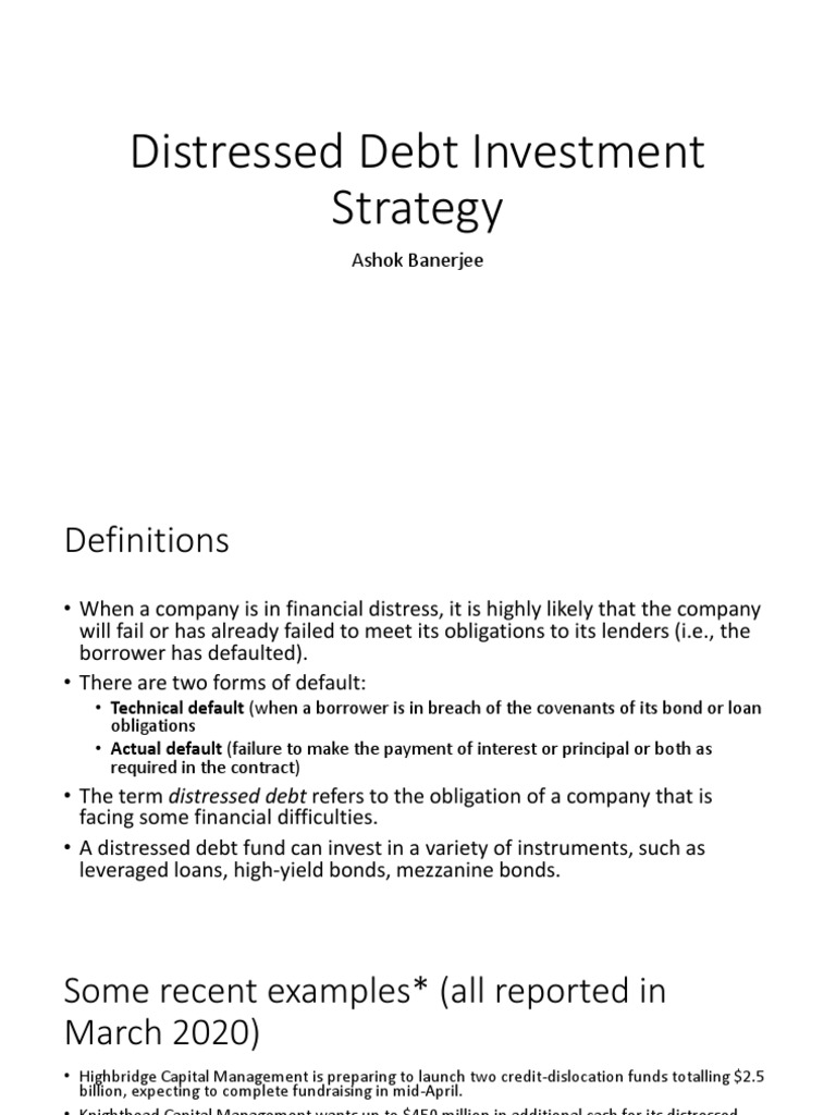Distressed Debt Investment Strategies | PDF | Private Equity | Bonds ...