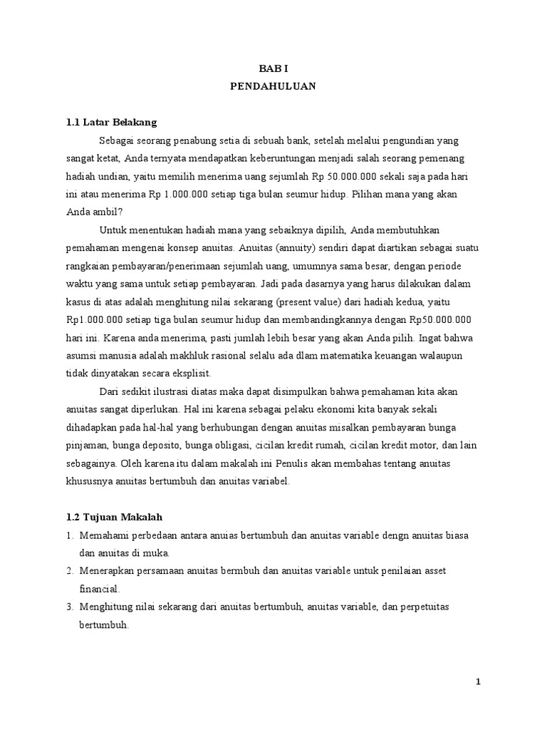Anuitas Bertumbuh Dan Anuitas Variable