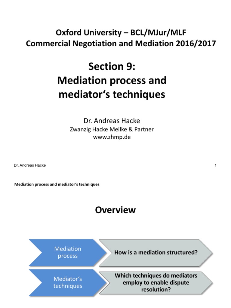 Mediation Process - Andreas Hacke | PDF | Mediation | Brainstorming