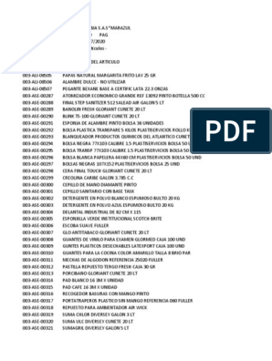Codigos Opcio 30, PDF, Productos de limpieza