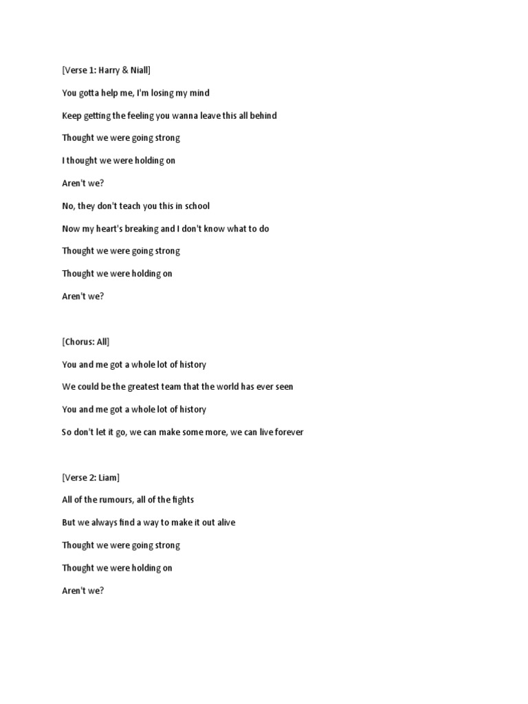 Lirik Lagu History One Direction PDF Musical Forms
