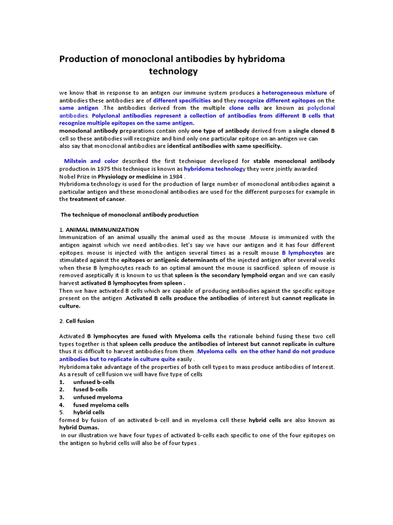 Hybridoma Technology for Monoclonal Antibodies | PDF | Monoclonal ...