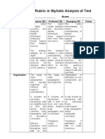 Assessment Rubric in Stylistic Analysis of Text