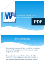 Microsoft Word 2010: Lesson 1: Introduction To Word