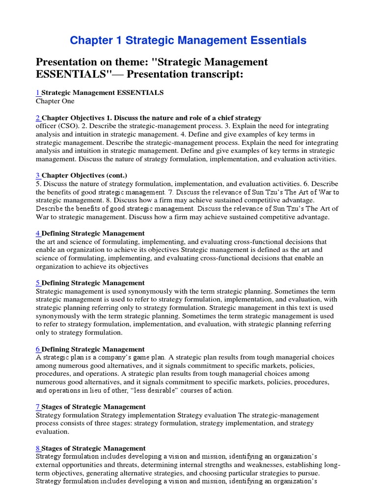 Strategic Management Essentials Overview | PDF | Strategic Management ...
