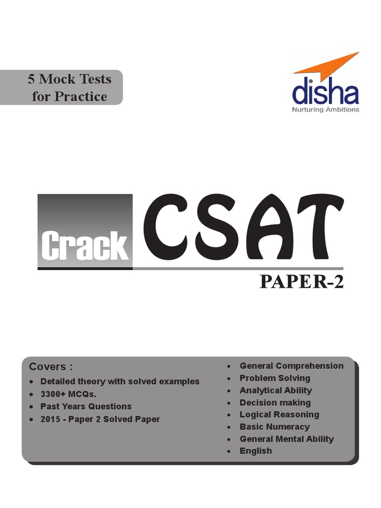 Disha Publication CSAT Book MCQ | PDF | Test (Assessment) | Logic