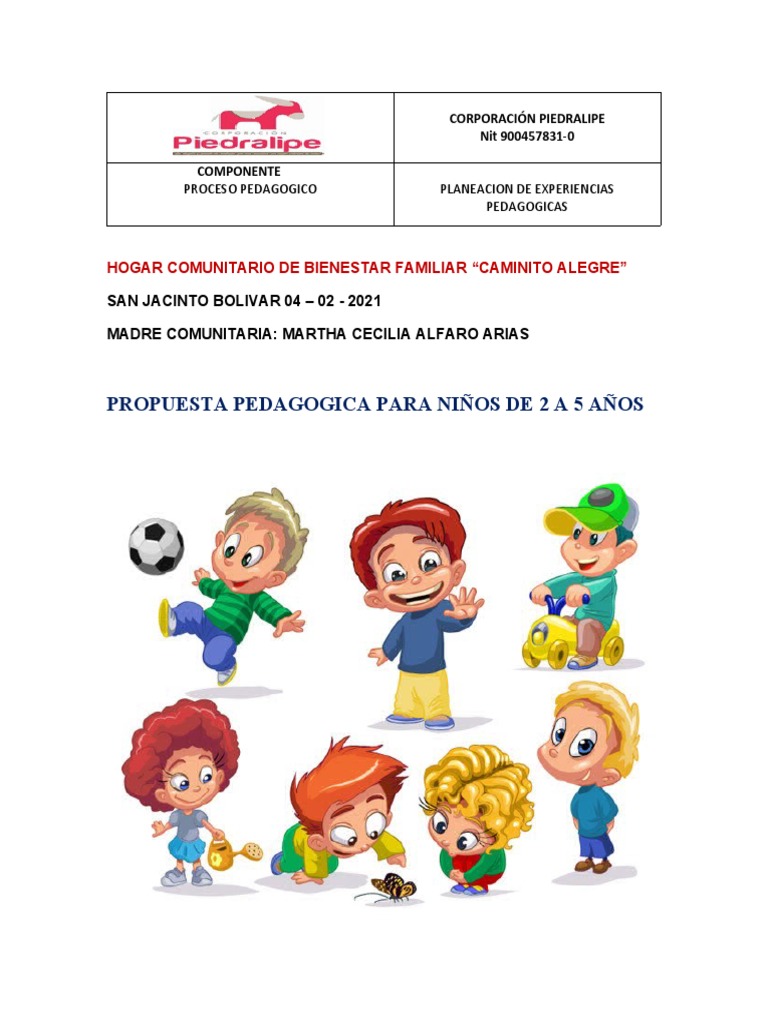 Propuesta Pedagógica para Niños 2-5 Años | PDF | Educación de la ...