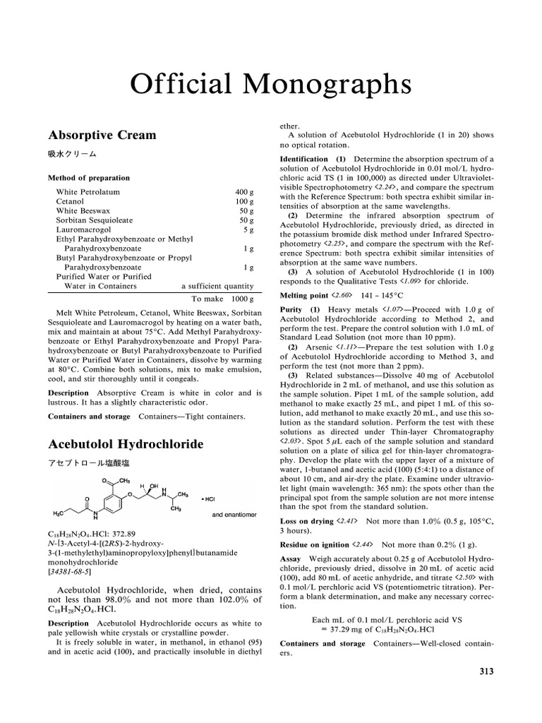Official Monographs PDF Thin Layer Chromatography Solubility