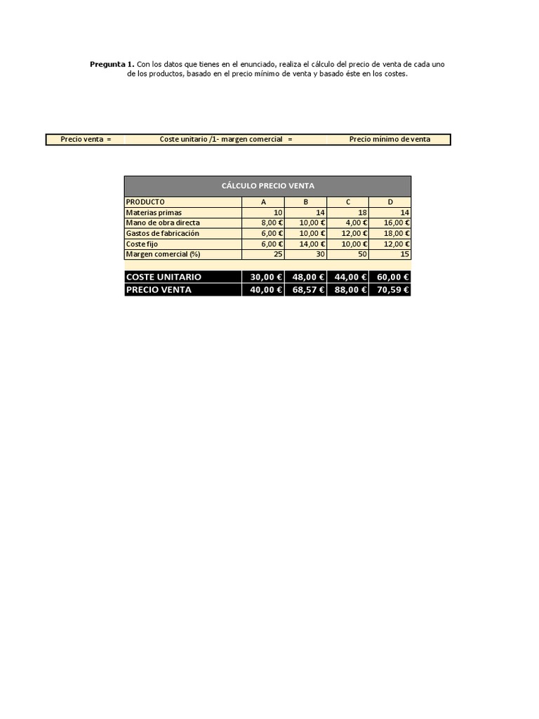 Análisis de Costos y Precios de Venta | PDF