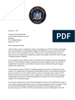 Letter To Commissioner Reardon Regarding Unemployment Benefits Overpayments