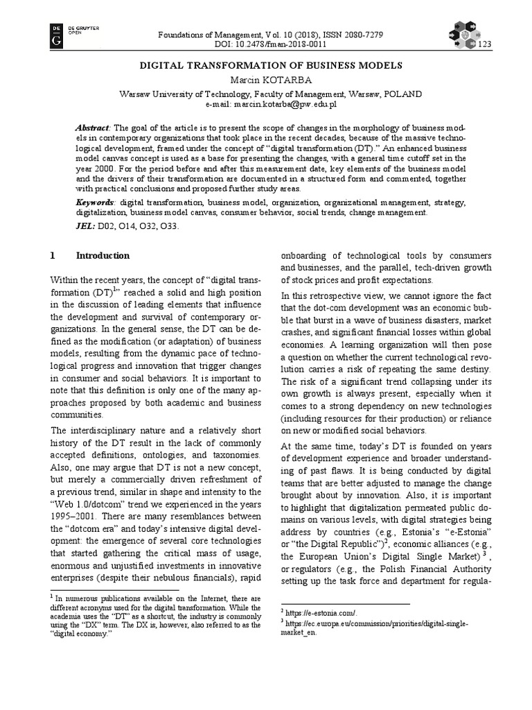 Digital Transformation in Business Models | PDF | Business Model ...
