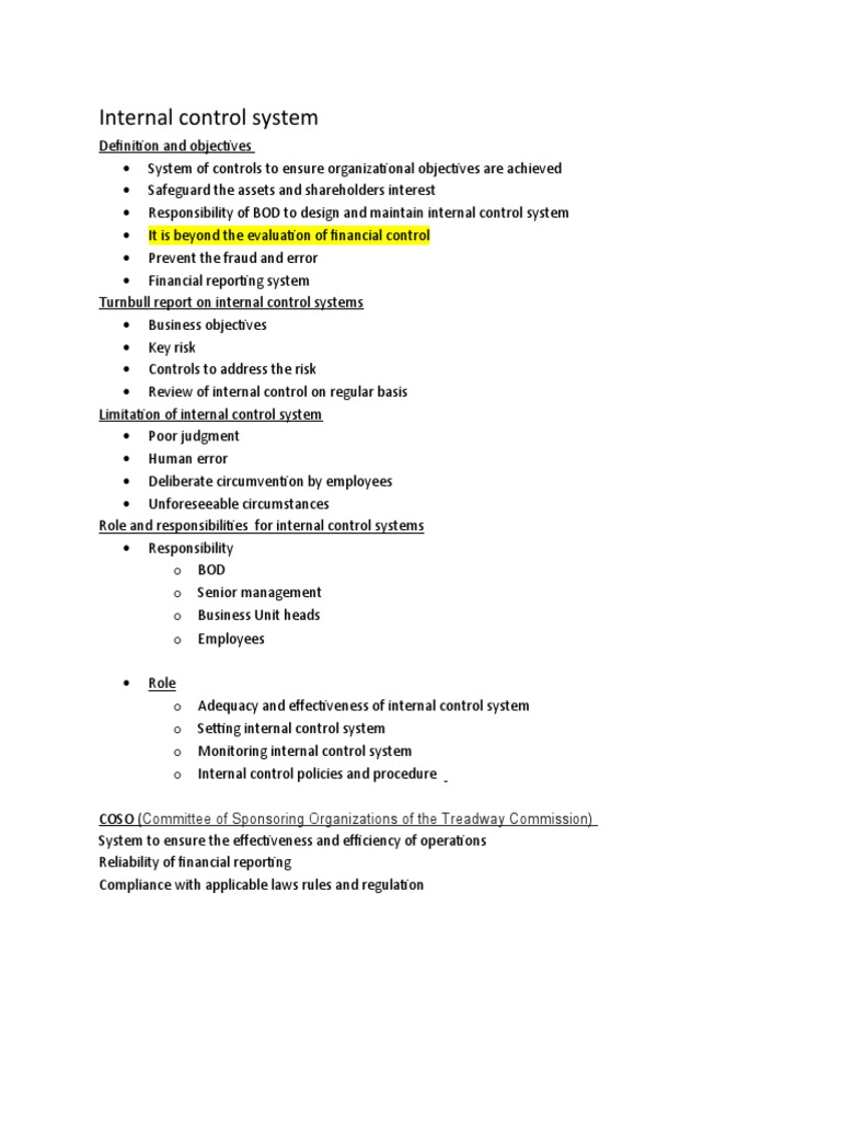 Internal Control System Overview | PDF | Internal Control | Business
