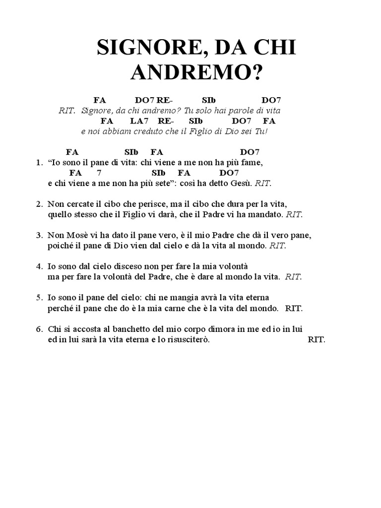 Signore, Da Chi Andremo | PDF