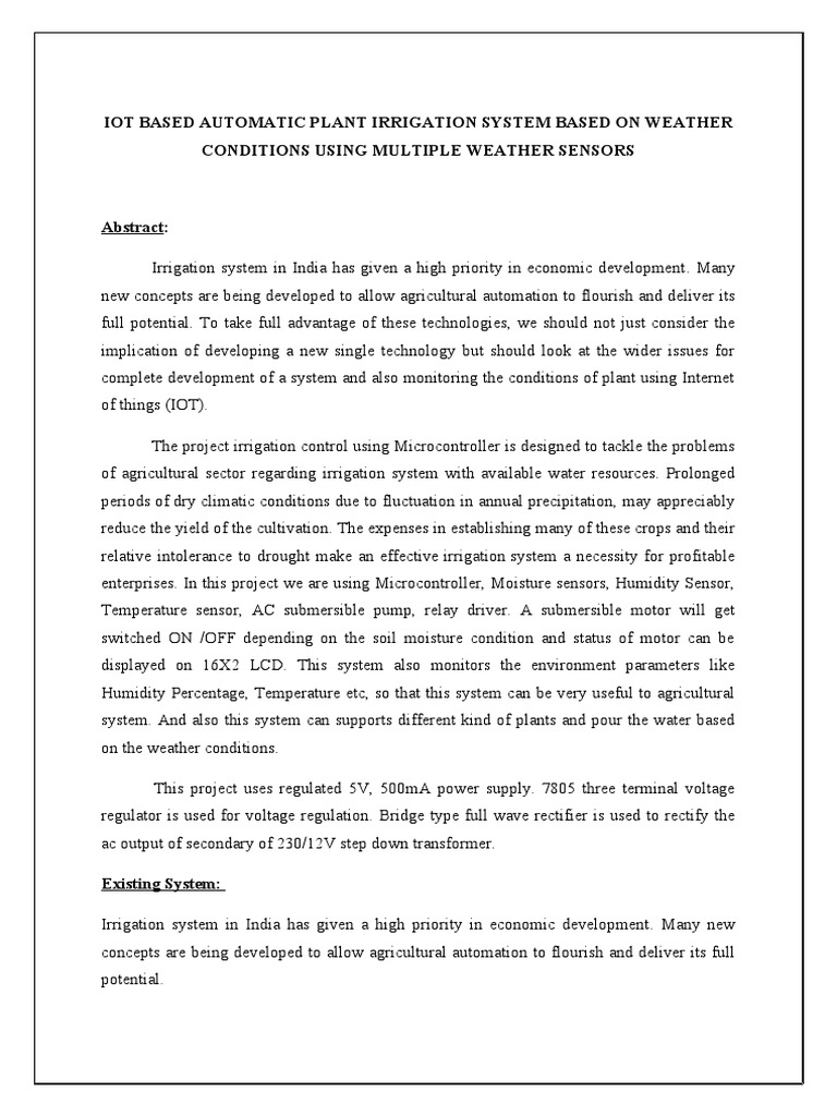 IoT Automatic Plant Irrigation System | PDF | Internet Of Things ...