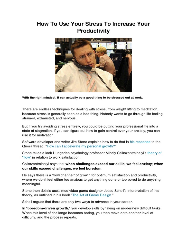 How To Use Your Stress To Increase Your Productivity | PDF | Flow ...