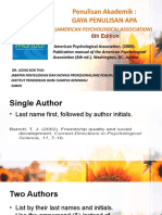 Penulisan Akademik: Gaya Penulisan Apa: (American Psychological Association)