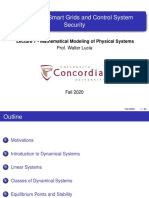 INSE 6640: Smart Grids and Control System Security: Lecture 7 - Mathematical Modeling of Physical Systems