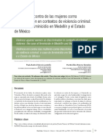 Violencia en Contra de Las Mujeres Como Discriminación en Contextos de Violencia Criminal: El Caso Del Feminicidio en Medellín y El Estado de México