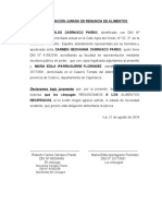 Declaración Jurada de Renuncia de Alimentos Imprimir