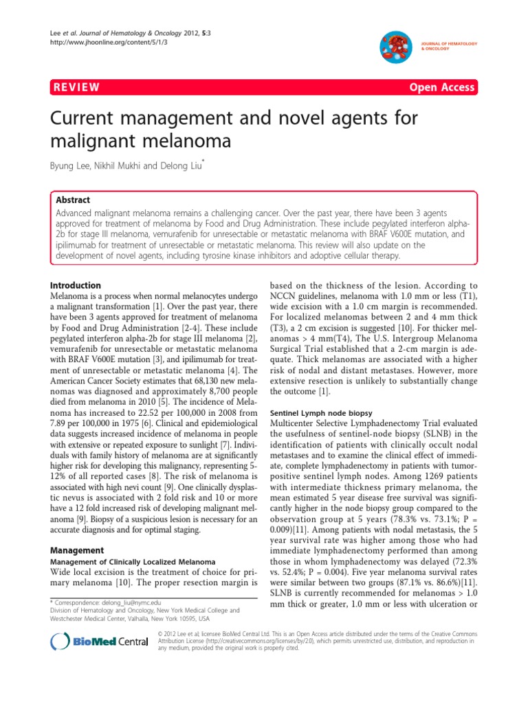 Current Management and Novel Agents For Malignant Melanoma | PDF ...