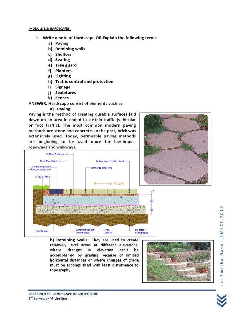 Module 3.3: Hardscapes.: Class Notes: Landscape Architecture | PDF ...