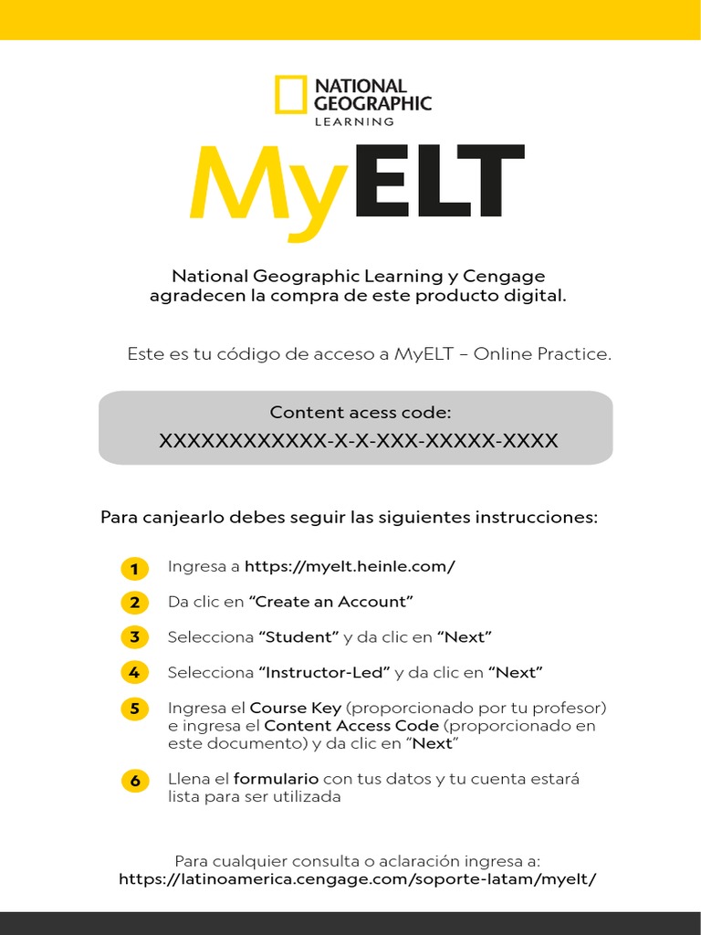 Acceso a MyELT: Instrucciones y Código | PDF | Negocios