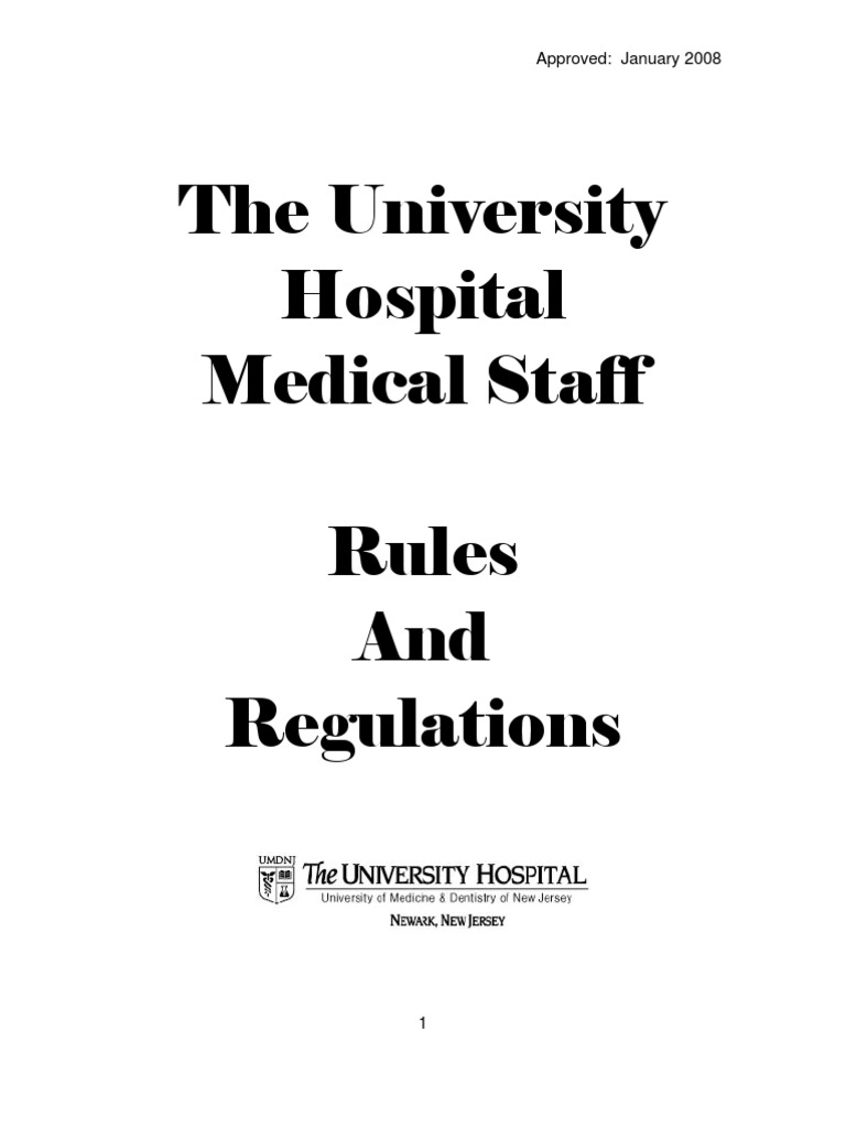 The University Hospital Medical Staff Rules Regulations PDF Medical Record Emergency