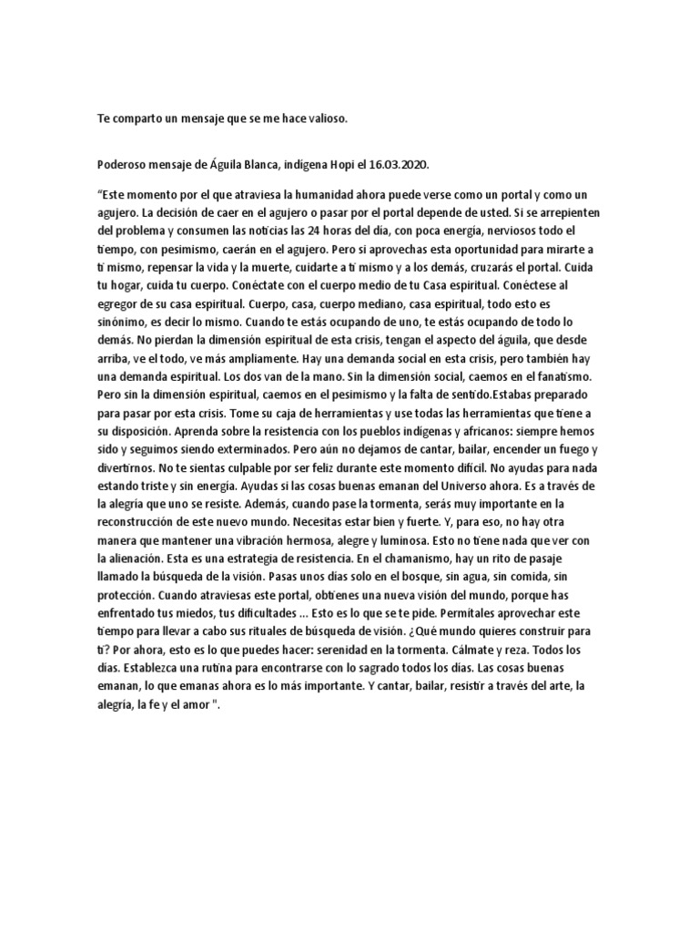 Mensaje de Águila Blanca | PDF