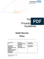 Policies, Procedures & Guidelines: Health Records Policy