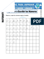 Ficha de Aprendiendo a Escribir Los Números Para Primero de Primaria