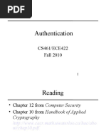 Authentication: CS461/ECE422 Fall 2010