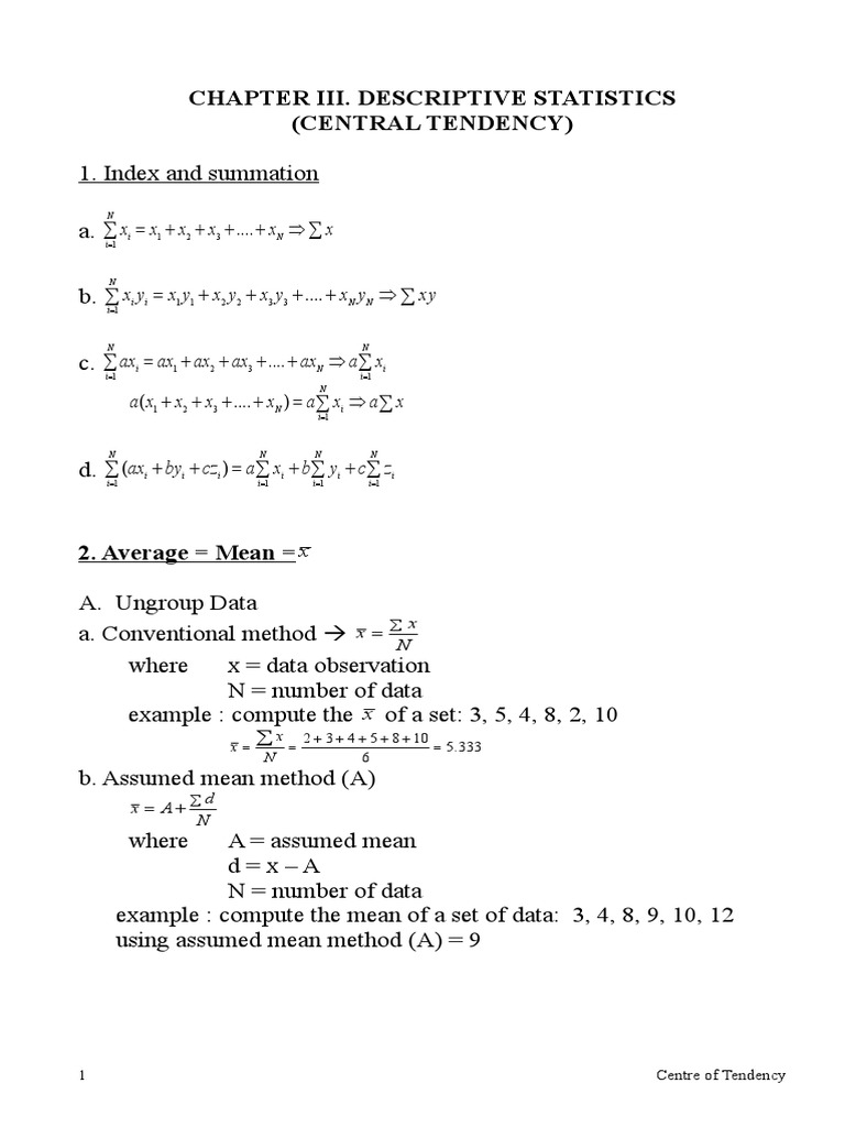 Descriptive Statistics: Central Tendency | PDF | Mode (Statistics) | Median
