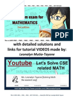 200 Item Math Exam With Complete Links for Tutorials VIDEOS 2nd Edition