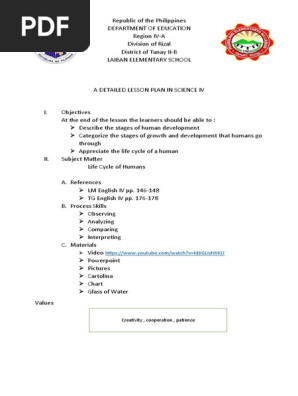A Detailed Lesson Plan in Science IV