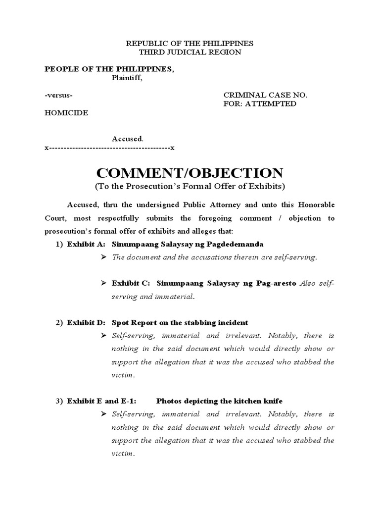 Objection to Prosecution's Exhibits | PDF
