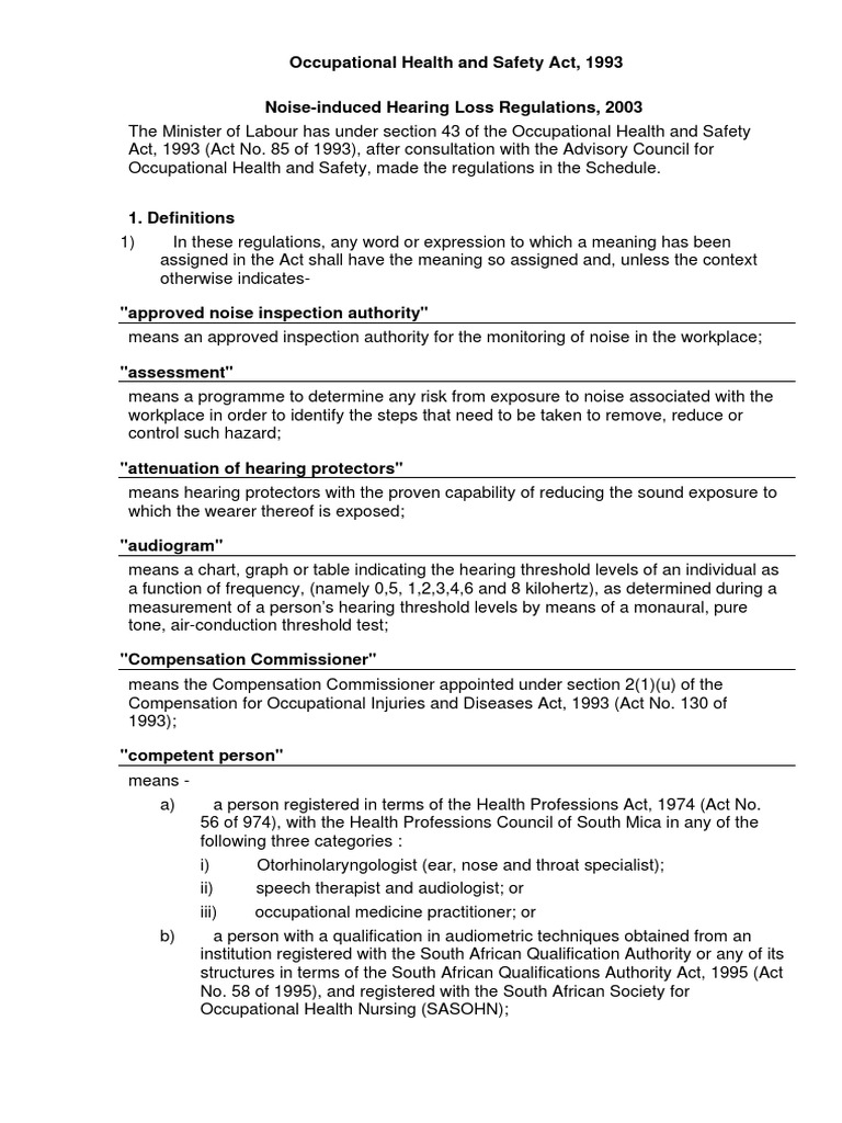Noise-Induced Hearing Loss Regulations | PDF | Noise | Occupational ...