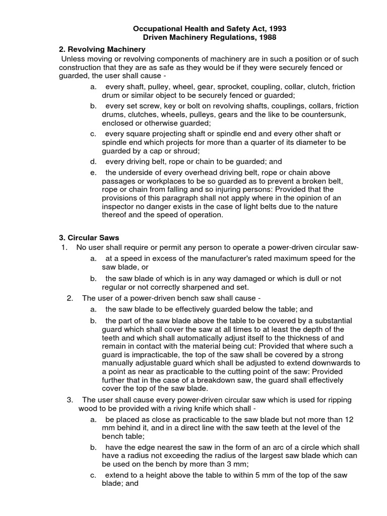 Machinery Safety Regulations Overview | PDF | Grinding (Abrasive ...