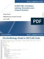 Simbiology and Matlab: A Software Platform For Modeling, Simulation and Analysis of Biological Systems
