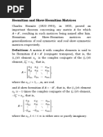 5 Hermitian and Skew-Hermitian Matrices: Definitions: A Matrix With Complex Elements Is Said To