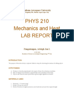 PHYS 210 Mechanics and Heat Lab Report: Indiana Aerospace University