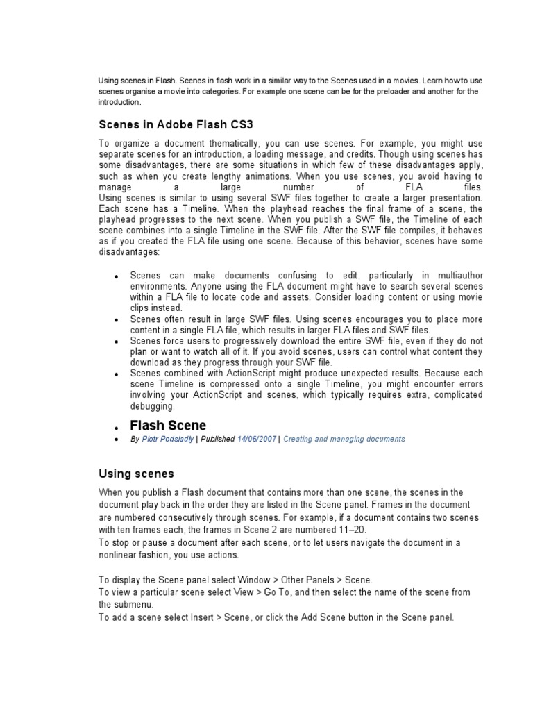 Mastering Scenes in Adobe Flash CS3 | PDF | Adobe Flash | Computer Science