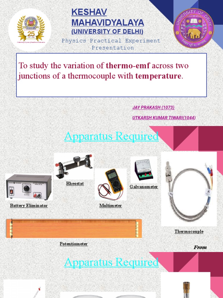To Study The Variation of ThermoEmf Across Two Junctions of A