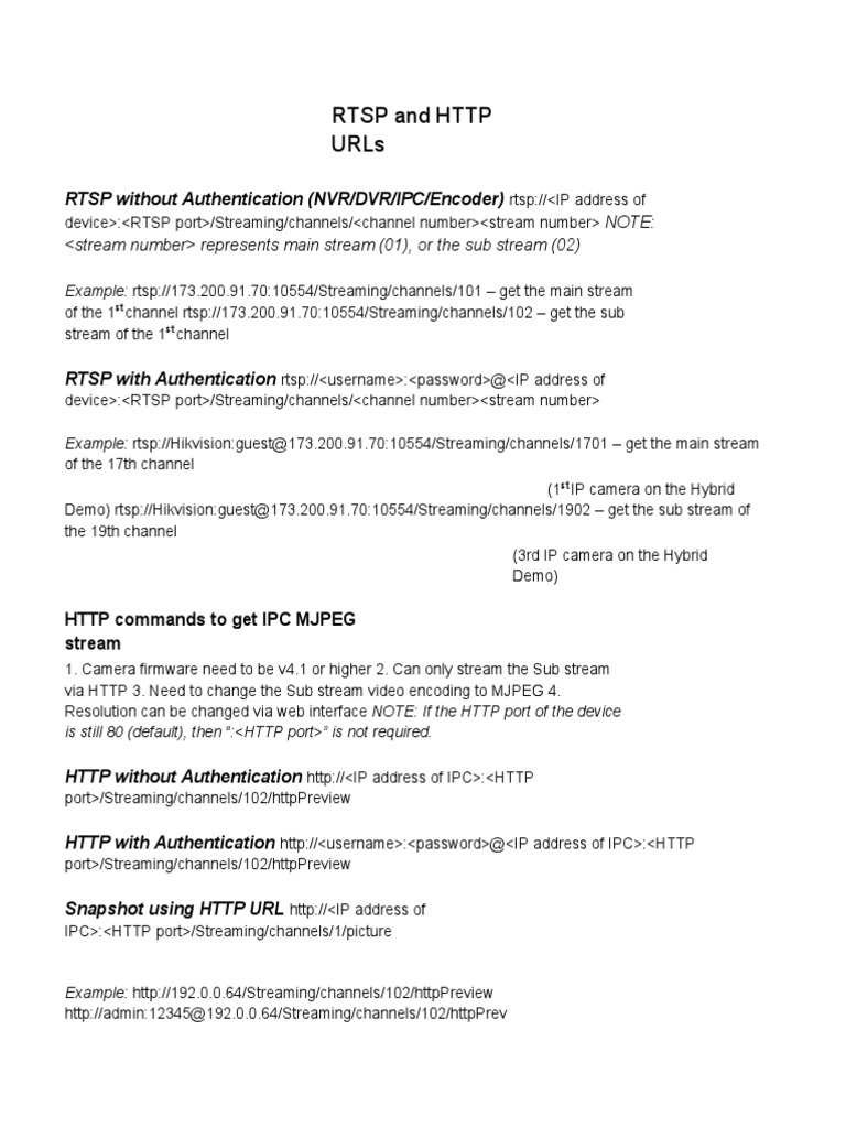 HUNT RTSP and HTTP Urls | PDF | Computers