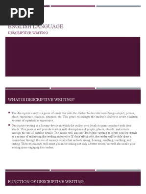 Descriptive Writing 