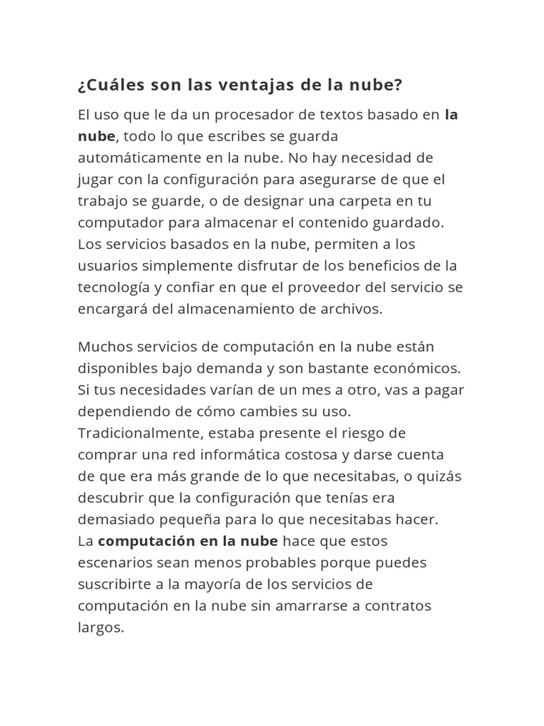 Ventajas de la Computación en la Nube | PDF | Computación en la nube ...