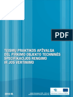 Teismu Praktikos Apzvalga Del Pirkimo Objekto Technines Specifikacijos Rengimo Ir Jos Vertinimo