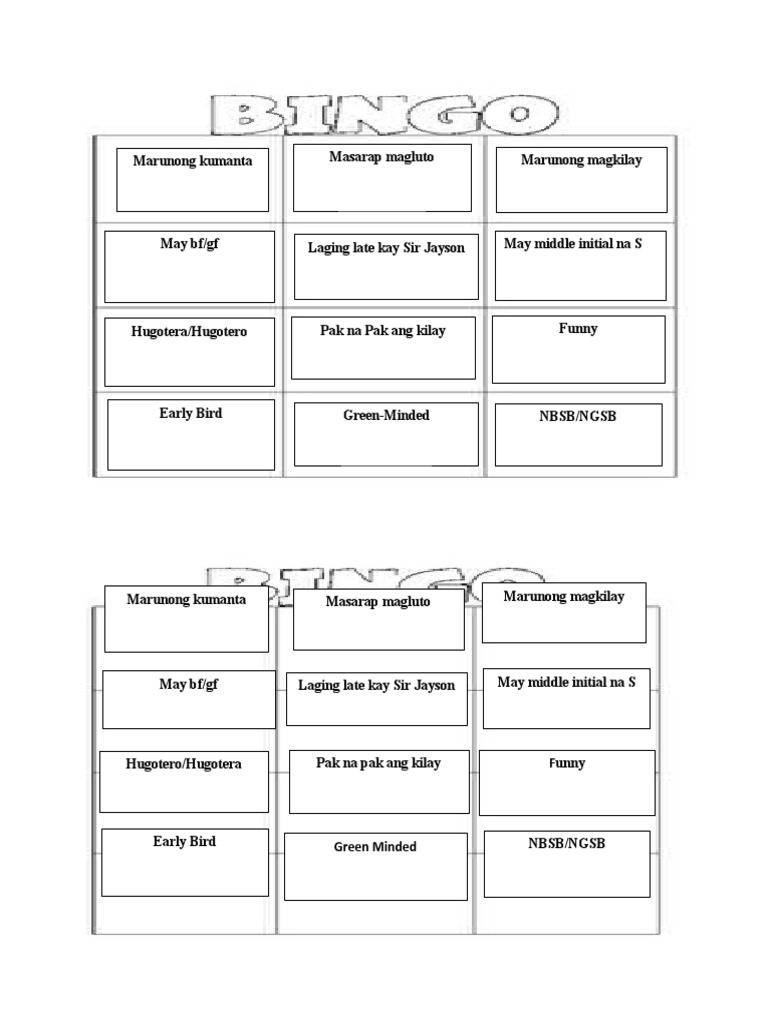 Bingo Personality | PDF | Cooking, Food & Wine