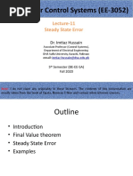 Linear Control Systems (EE-3052) : Lecture-11 Steady State Error