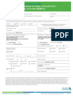 Application For Issuance of Letter of Credit (LC) / Back To Back Letter of Credit (B2BLC)