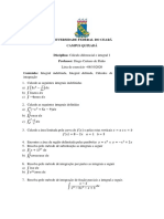 Cálculo Diferencial e Integral 1 - Lista de Exercícios